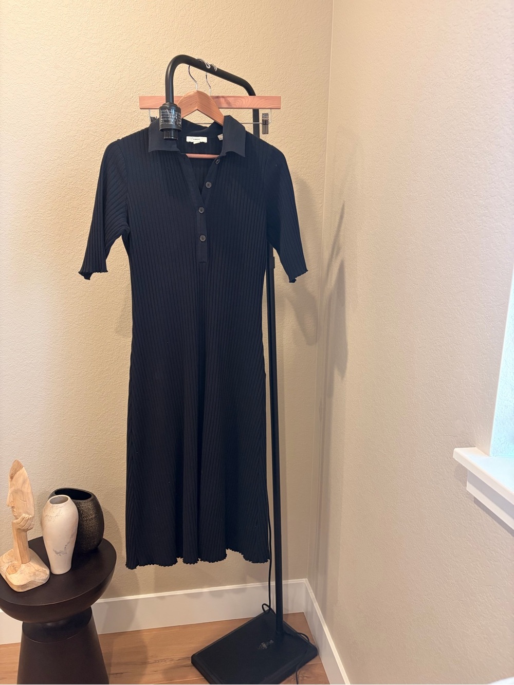 Vince Blue Ribbed Polo Midi Dress